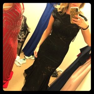 Formal/Prom Black Lace Dress - Betsy & Adam